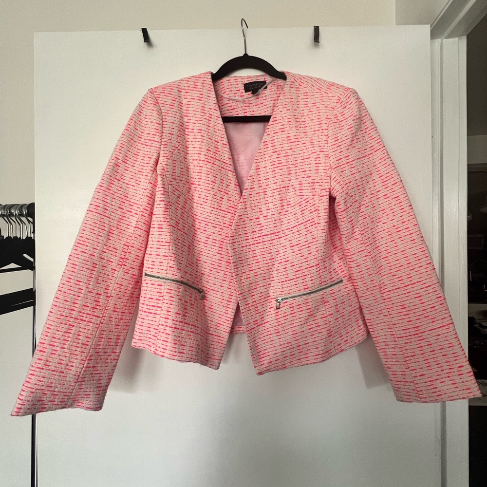 Chic Pink Tweed Women's Jacket